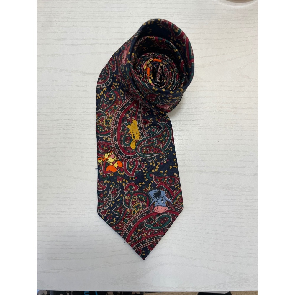 Men's Necktie Disney Winnie the Pooh Eeyore Piglet Tie Paisley Character‎